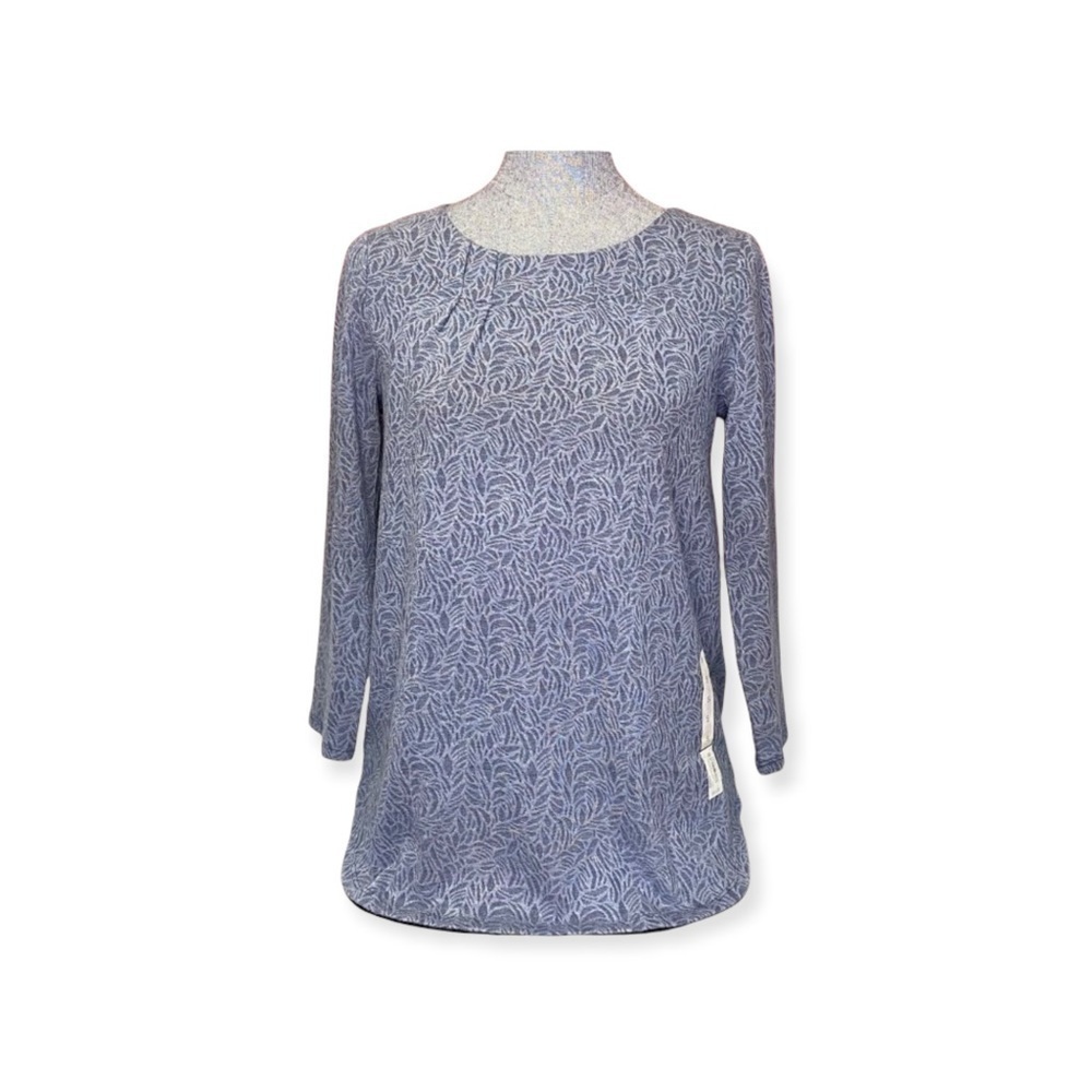 NWT Dana Buchman blue long sleeve blouse size S small top floral shirt